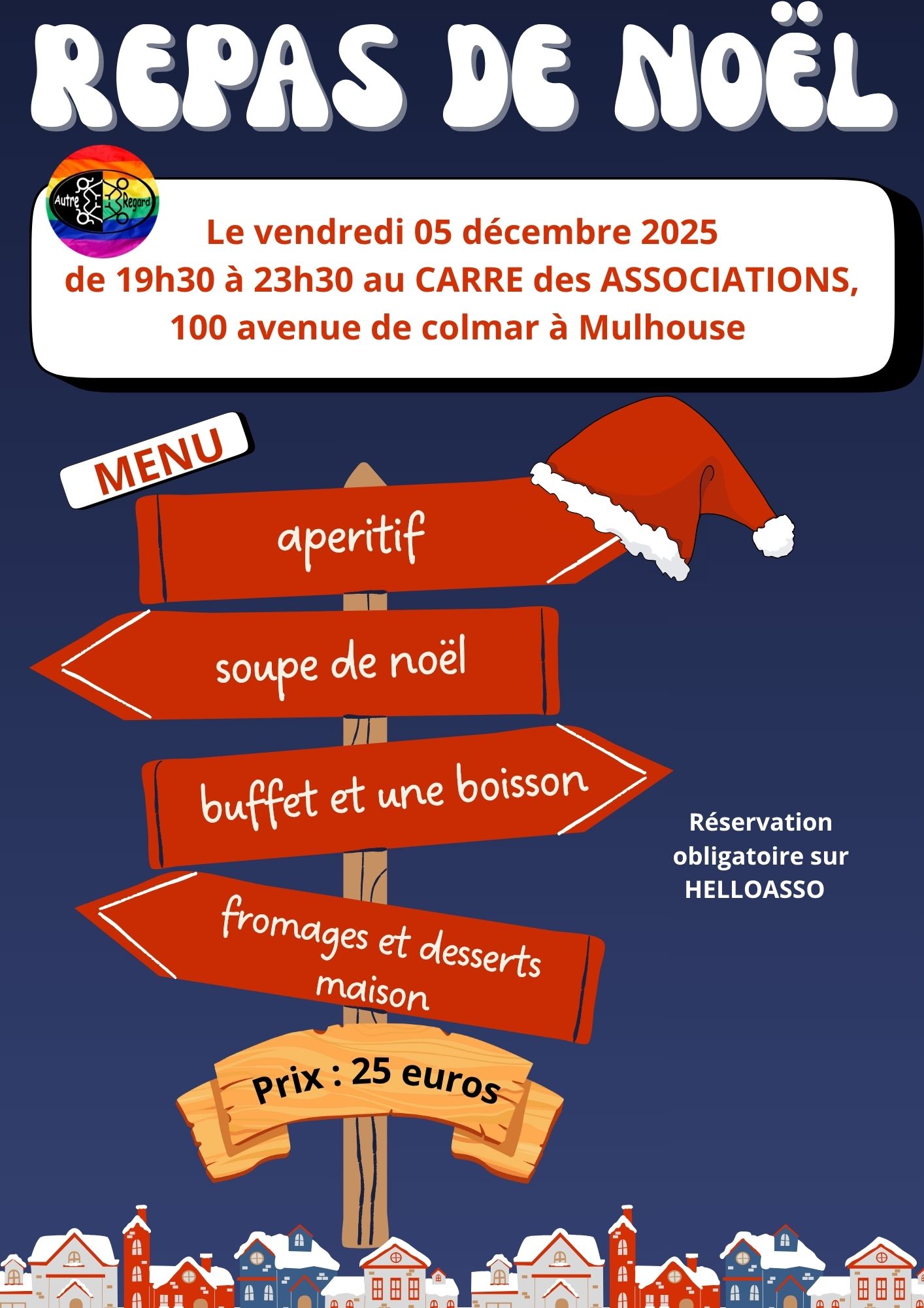 invitation à repas de Noël le vendredi 5 décembre 2025